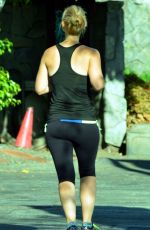CLAIRE DANES in Leggings and Tank Top Jogging on Sunset Boulevard