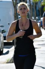 CLAIRE DANES in Leggings and Tank Top Jogging on Sunset Boulevard