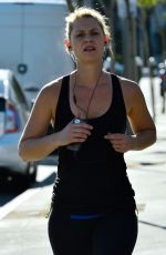 CLAIRE DANES in Leggings and Tank Top Jogging on Sunset Boulevard