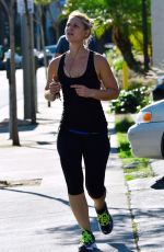 CLAIRE DANES in Leggings and Tank Top Jogging on Sunset Boulevard