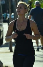 CLAIRE DANES in Leggings and Tank Top Jogging on Sunset Boulevard