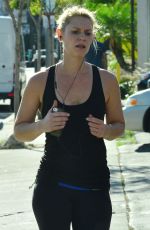 CLAIRE DANES in Leggings and Tank Top Jogging on Sunset Boulevard