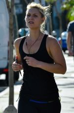 CLAIRE DANES in Leggings and Tank Top Jogging on Sunset Boulevard