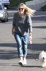 DAKOTA FANNIG Walks Her Dog Out in Los Angeles