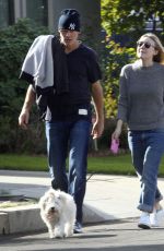 DAKOTA FANNING Out Walks Her Dog in Los Angeles