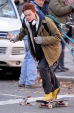 ELLE FANNING on the Set of Three Generations in New York 0412