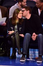 EMMY ROSSUM and Sam Esmail at Knicks vs Mavericks Game in New York