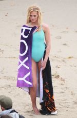 ERIN HEATHERTON at a Photoshoot on the Beach in Malibu
