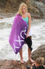 ERIN HEATHERTON at a Photoshoot on the Beach in Malibu