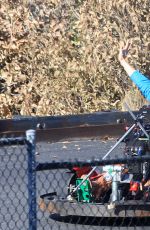JANUARY JONES on the Set of Last on Earth in Los Angeles