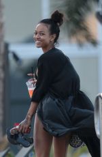 KARREUCHE TRAN in Bikini Bottoms Leaves a Beach in Miami