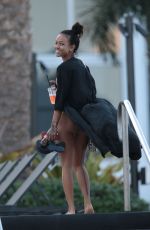 KARREUCHE TRAN in Bikini Bottoms Leaves a Beach in Miami