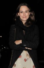 KEIRA KNIGHTLEY Arrives at a Party in London