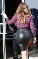 KHLOE KARDASHIAN in Tight Leather Skirt out for Car Shopping in Los Angeles
