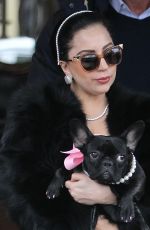 LADY GAGA in Fur Coats Leaves Her Apartment in New York