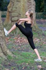 LAUREN RILEY in Tights Working Out in a Park