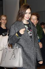 LILY COLLINS at Narita International Airport in Tokyo