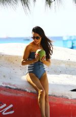 LIZZIE CUNDY in Swimsuit at a Beach in Barbados 2912