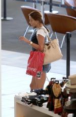 MELANIE SYKES in Denim Shorts at Airport in Brisbane