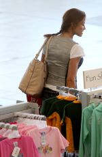 MELANIE SYKES in Denim Shorts at Airport in Brisbane