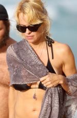 PAMELA ANDERSON in Bikini on the Beach in Hawaii