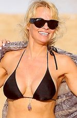PAMELA ANDERSON in Bikini on the Beach in Hawaii