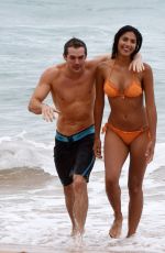 PIA MILLER in Bikini on the Set of Home & Away at Palm Beach in Australia