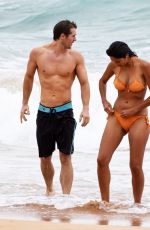 PIA MILLER in Bikini on the Set of Home & Away at Palm Beach in Australia