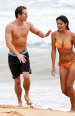 PIA MILLER in Bikini on the Set of Home & Away at Palm Beach in Australia