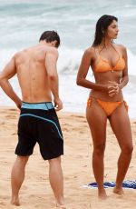 PIA MILLER in Bikini on the Set of Home & Away at Palm Beach in Australia