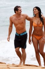PIA MILLER in Bikini on the Set of Home & Away at Palm Beach in Australia