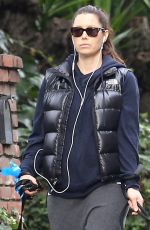 Pregnant JESSICA BIEL Walks Her Dogs Out in Hollywood
