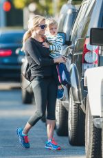 REESE WITHERSPOON in Leggings Arrives at Country Mart in Brentwood