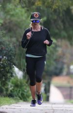 REESE WITHERSPOON in Leggings Out Jogging in Brentwood 0512