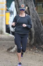 REESE WITHERSPOON in Leggings Out Jogging in Brentwood 0512