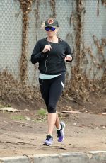 REESE WITHERSPOON in Leggings Out Jogging in Brentwood 0512