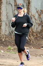 REESE WITHERSPOON in Leggings Out Jogging in Brentwood 0512