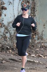 REESE WITHERSPOON in Leggings Out Jogging in Brentwood 0512