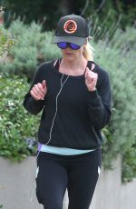 REESE WITHERSPOON in Leggings Out Jogging in Brentwood 0512