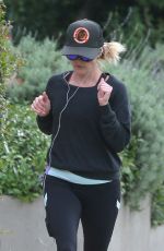 REESE WITHERSPOON in Leggings Out Jogging in Brentwood 0512