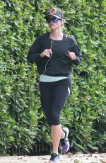 REESE WITHERSPOON in Leggings Out Jogging in Brentwood 0512