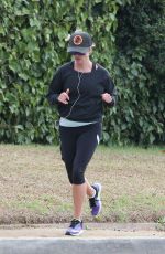 REESE WITHERSPOON in Leggings Out Jogging in Brentwood 0512