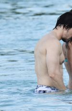 RHEA DURHAM in Bikini and Mark Wahlberg at a Beach in Barbados