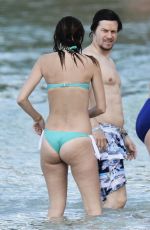 RHEA DURHAM in Bikini and Mark Wahlberg at a Beach in Barbados