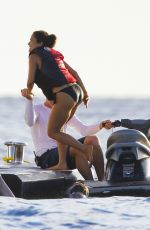 SALMA HAYEK in Bikini at a Yacht in St. Barts