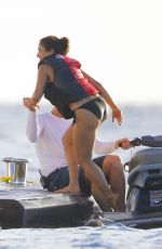 SALMA HAYEK in Bikini at a Yacht in St. Barts