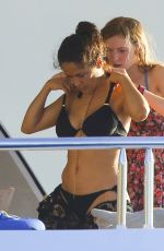 SALMA HAYEK in Bikini at a Yacht in St. Barts
