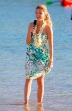 SARAH JHYLAND on the Set of Disney Christmas Special in Hawaii