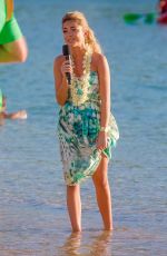 SARAH JHYLAND on the Set of Disney Christmas Special in Hawaii
