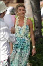 SARAH JHYLAND on the Set of Disney Christmas Special in Hawaii